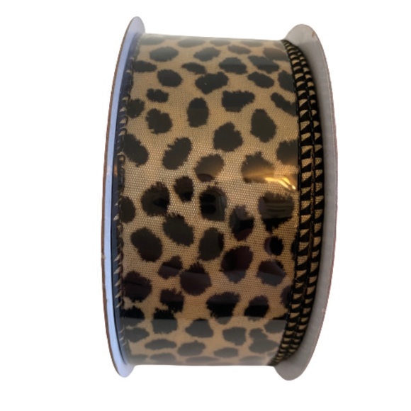 HOBBY LOBBY Set of 3 Ribbons Wire Edged Gift Leopard Animal Print Black & Tan - Picture 2 of 3